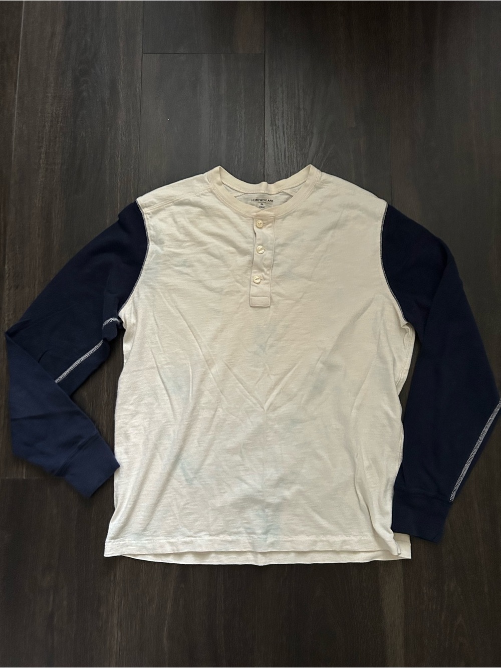 J. Crew Cream Body Navy Sleeve Henley Long-Sleeve Shirt